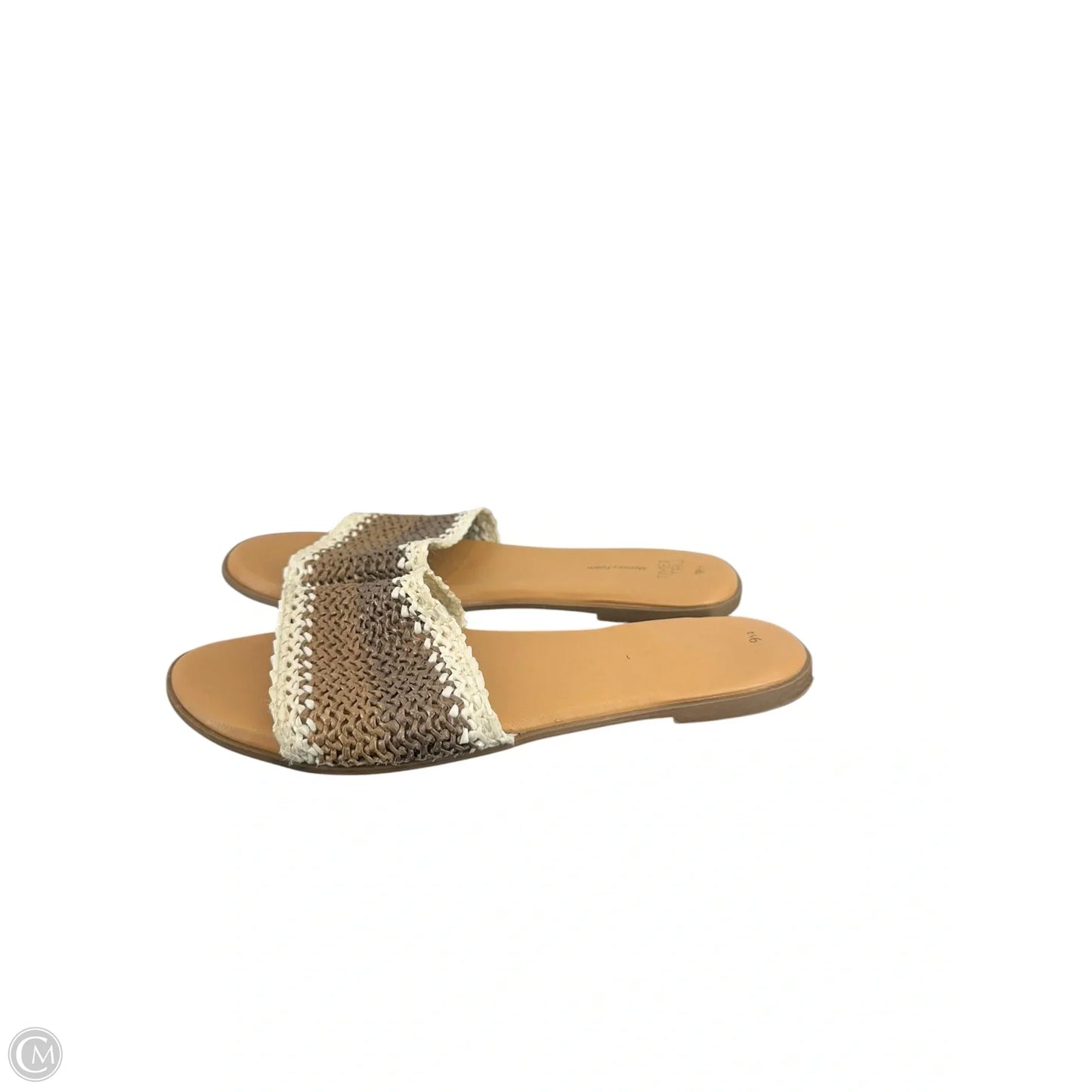 Sandals Flats By Time And Tru In Brown & Cream, Size: 9.5