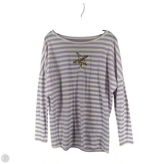 Top Long Sleeve Designer By Lilly Pulitzer In Purple & White, Size: M