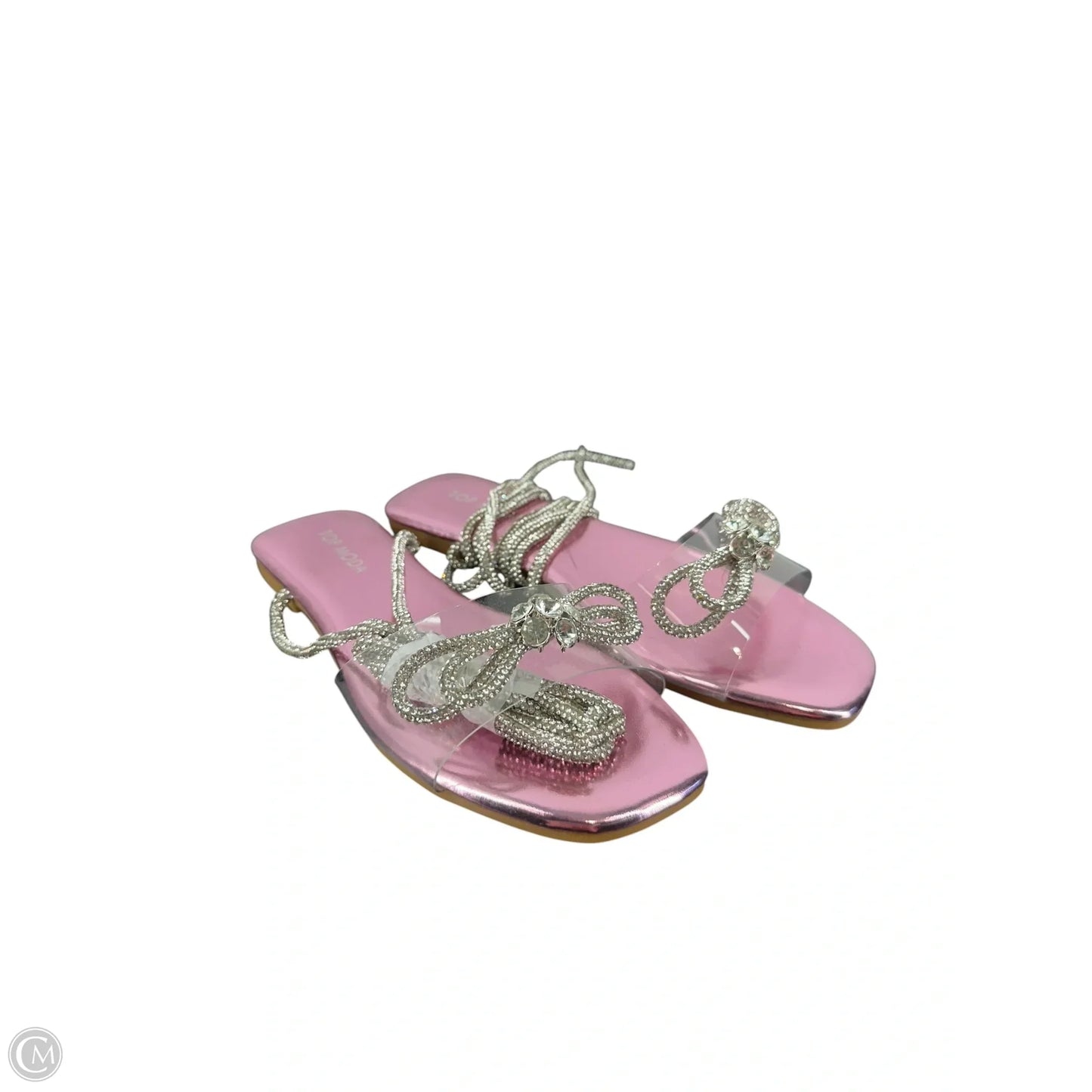 Sandals Flats By Top Moda In Pink & Silver, Size: 5.5