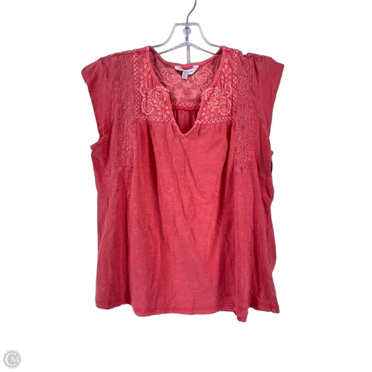 Top Short Sleeve By Lucky Brand In Orange, Size: L