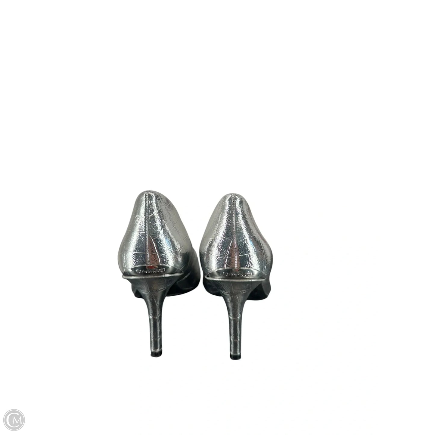 Shoes Heels Stiletto By Calvin Klein In Silver, Size: 5.5