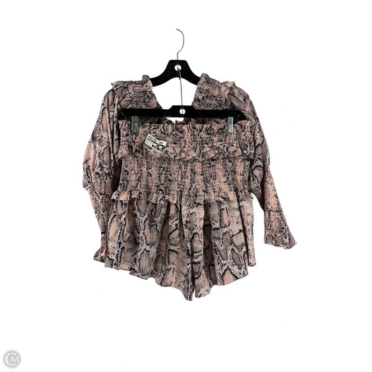 Skirt Set 2pc By Elliatt In Black & Pink, Size: L