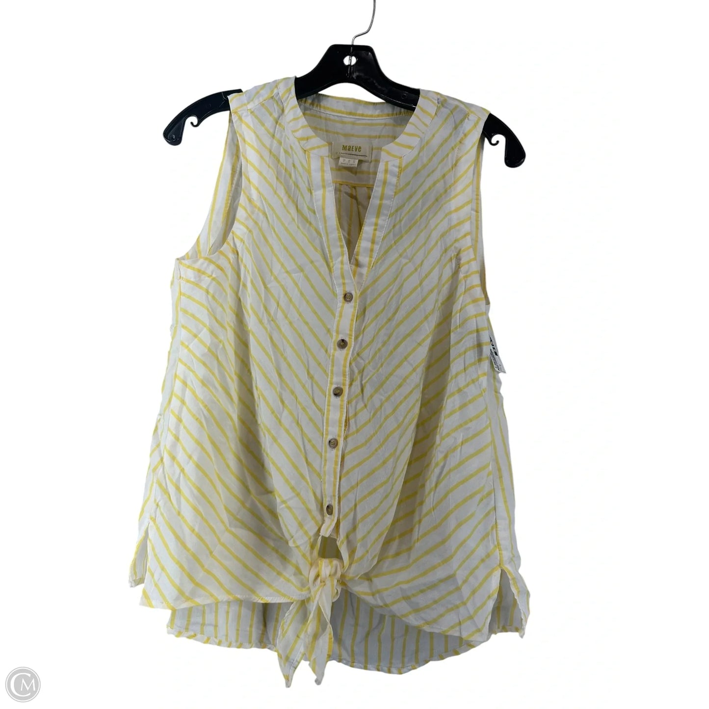 Top Sleeveless By Maeve In White & Yellow, Size: 6