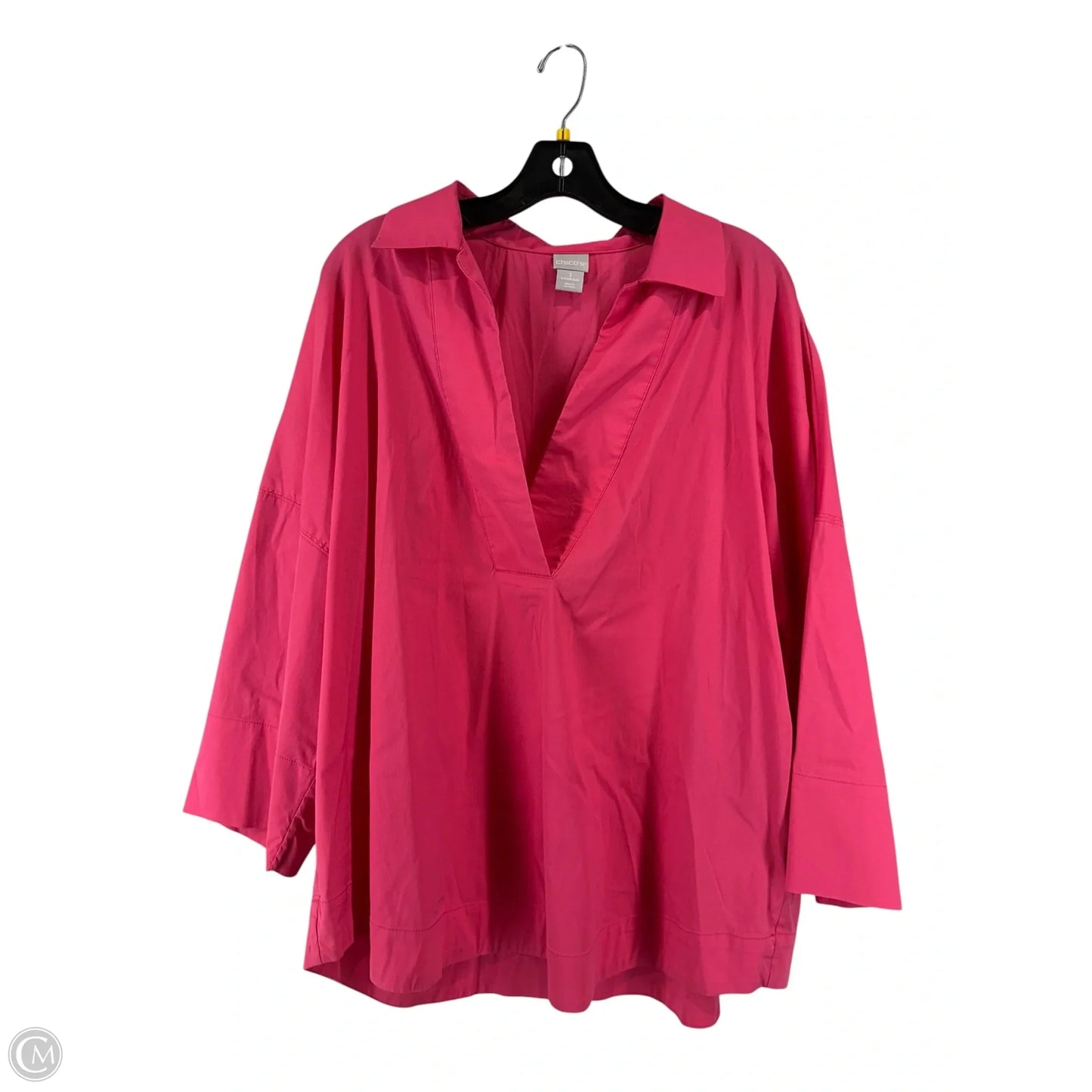 Top 3/4 Sleeve By Chicos In Pink, Size: L