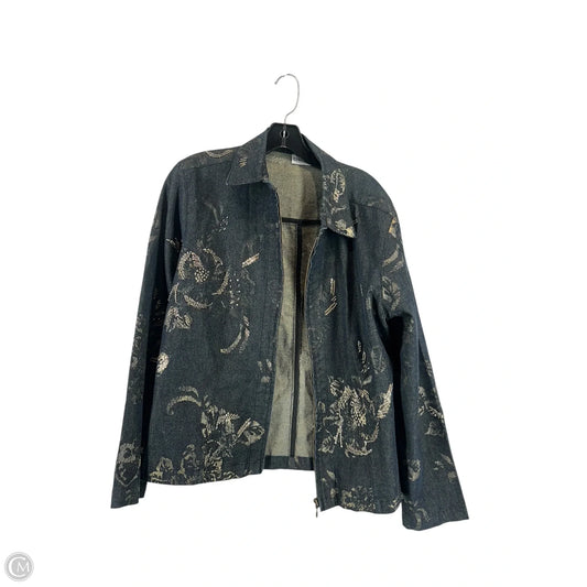 Jacket Denim By Chicos In Blue & Gold, Size: 2