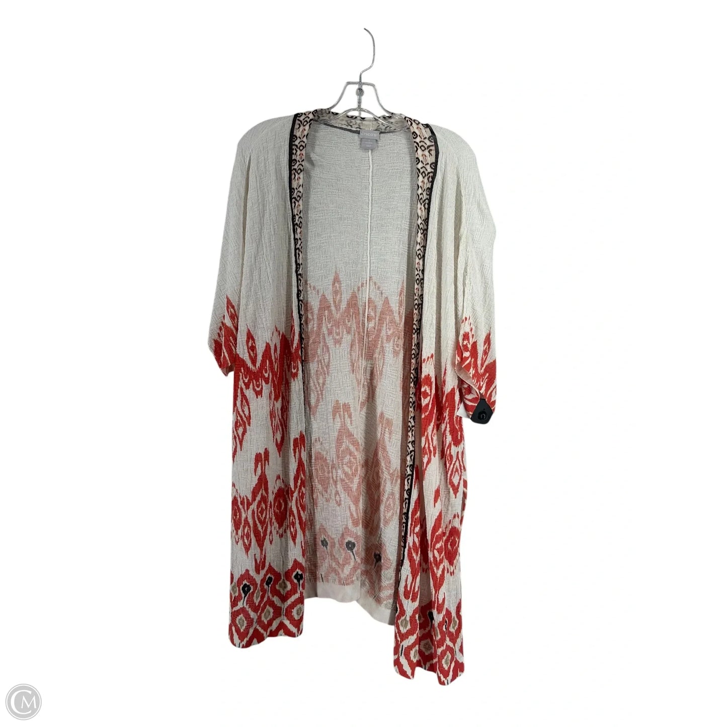 Cardigan By Chicos In Orange & White, Size: S