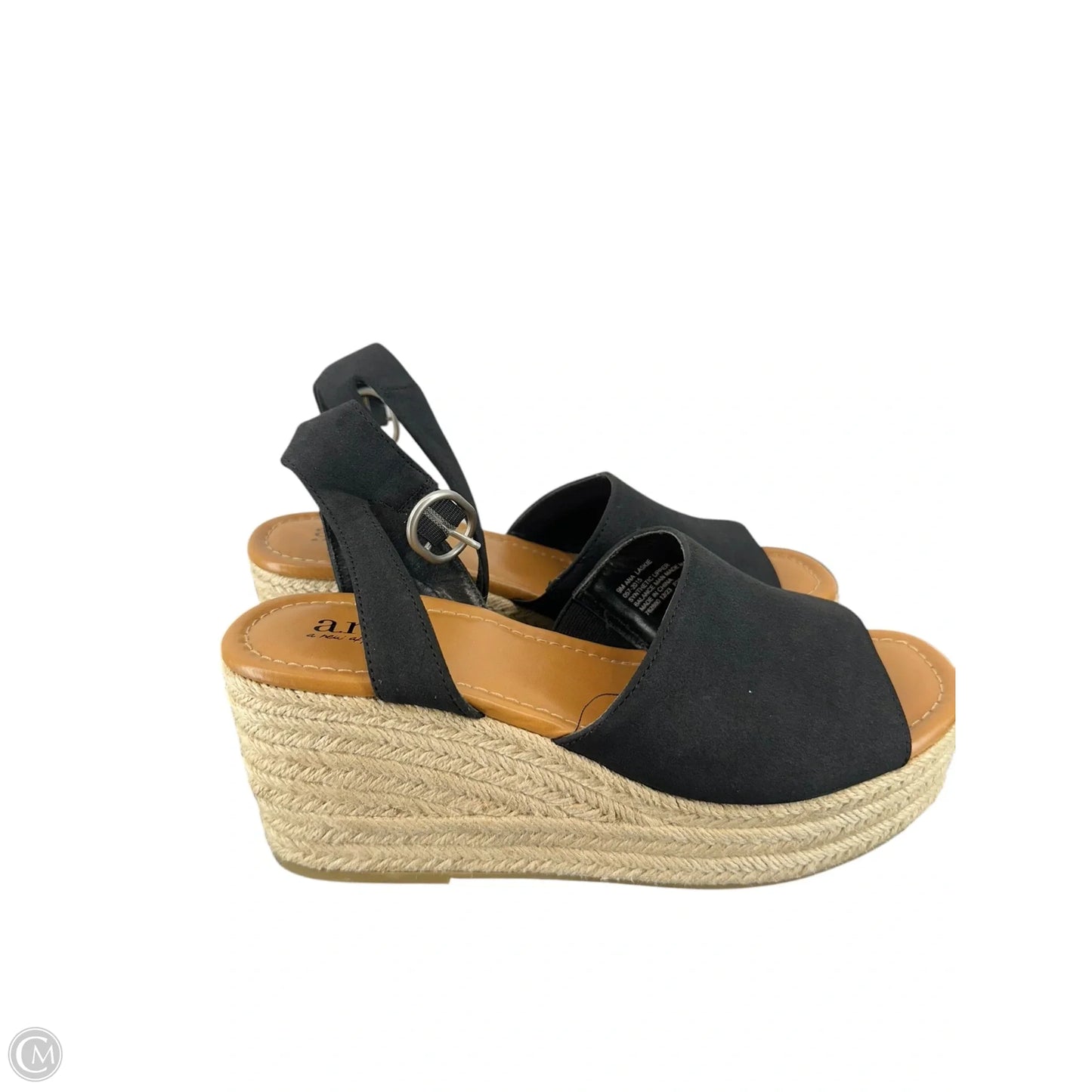 Shoes Heels Wedge By Ana In Black, Size: 9