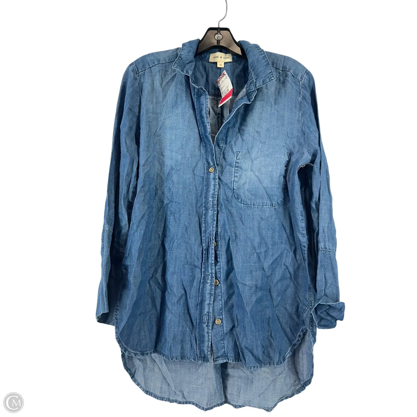Top Long Sleeve By Cloth & Stone In Blue Denim, Size: M