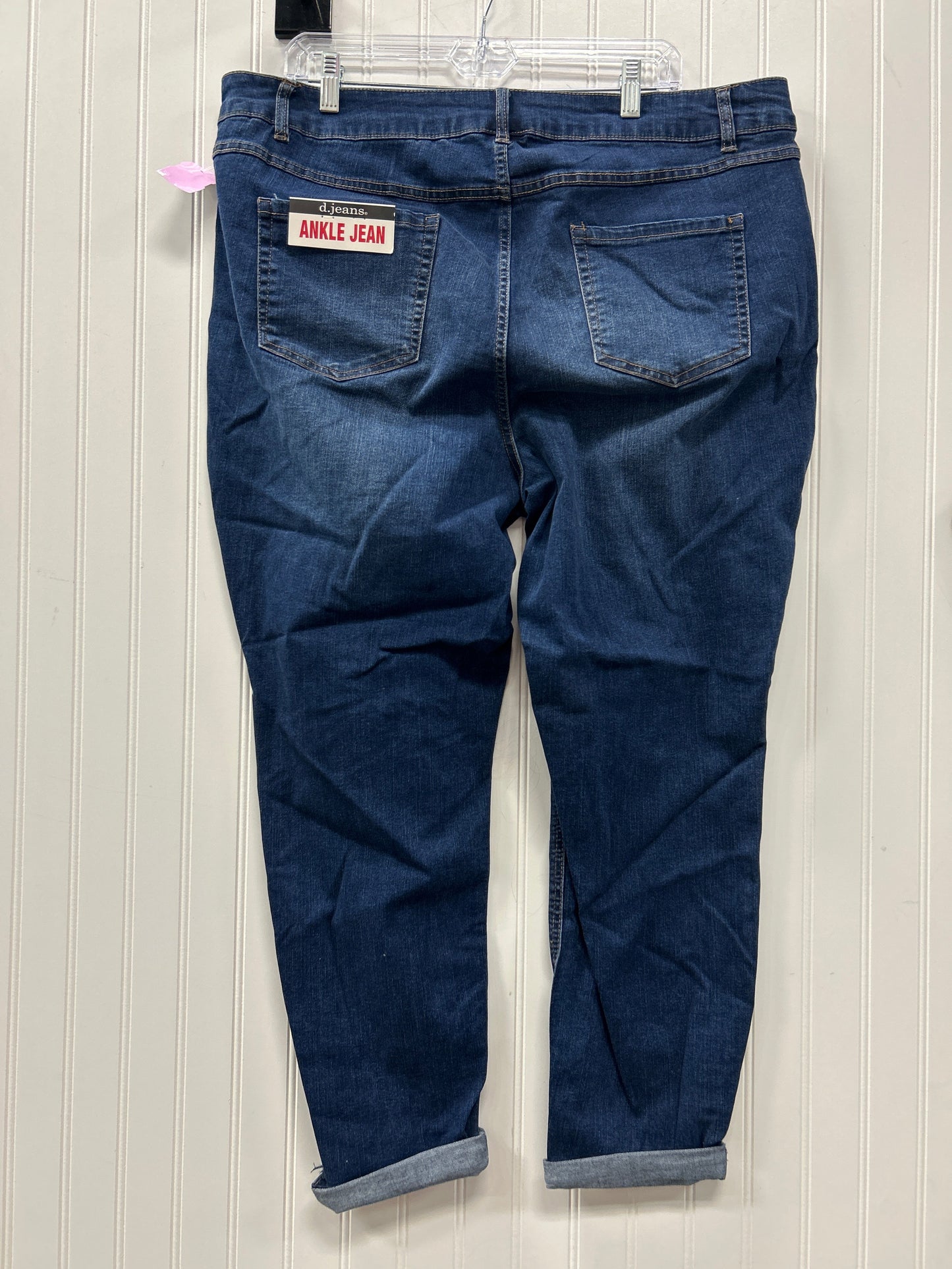 Jeans Skinny By D Jeans In Blue Denim, Size:20 NWT