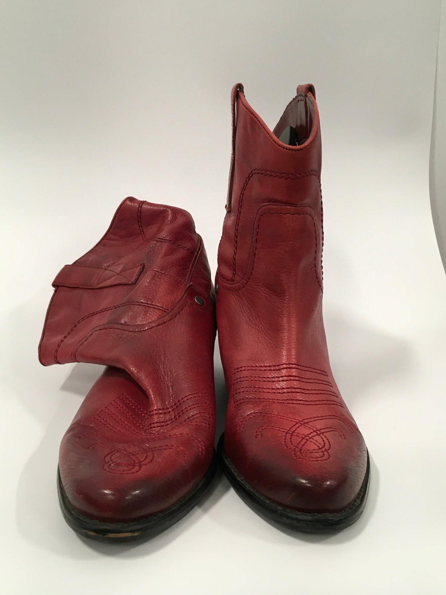 Red Boots Ankle Flats Franco Sarto, Size 8