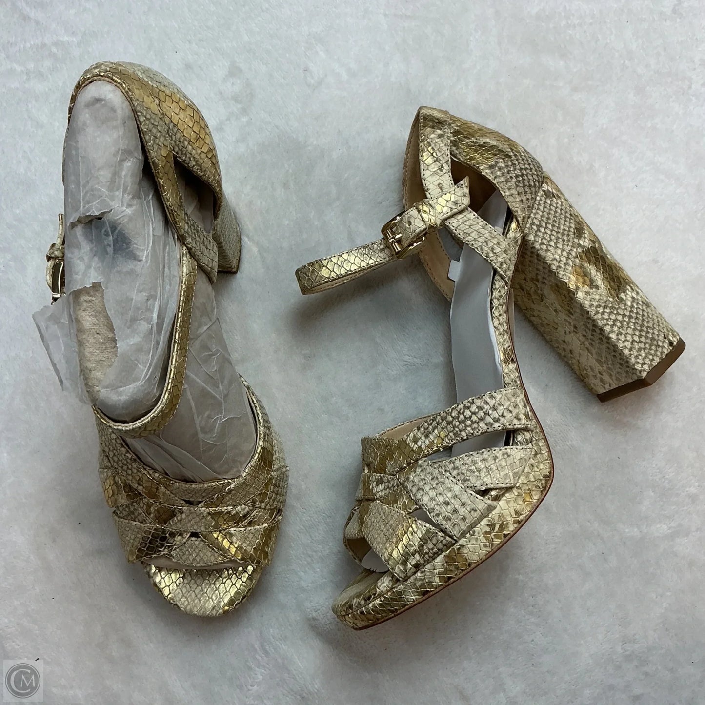 Sandals Heels Block By Michael By Michael Kors In Gold, Size: 8