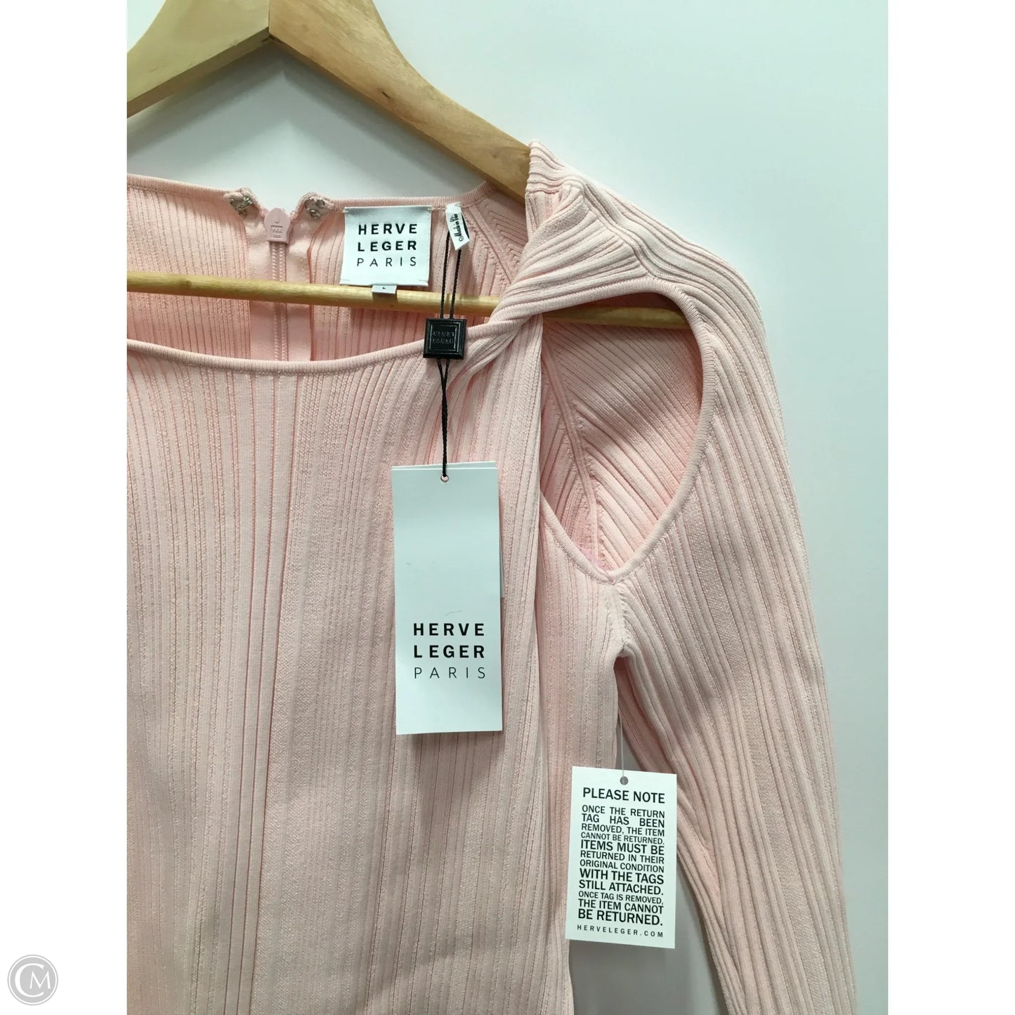 Top Long Sleeve Luxury Designer By Herve Leger In Pink, Size: L