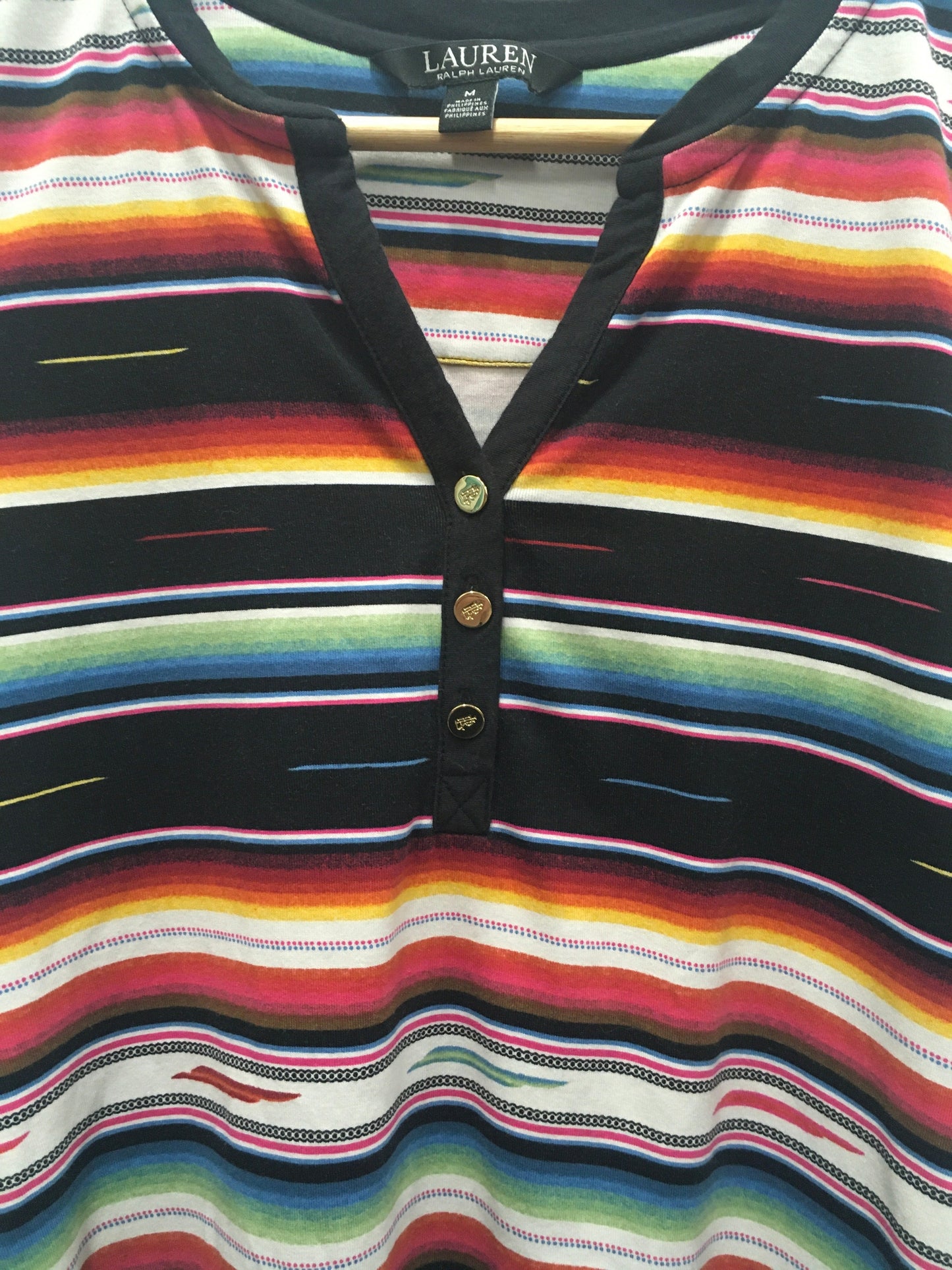 Multi-colored Top Short Sleeve Lauren By Ralph Lauren, Size M