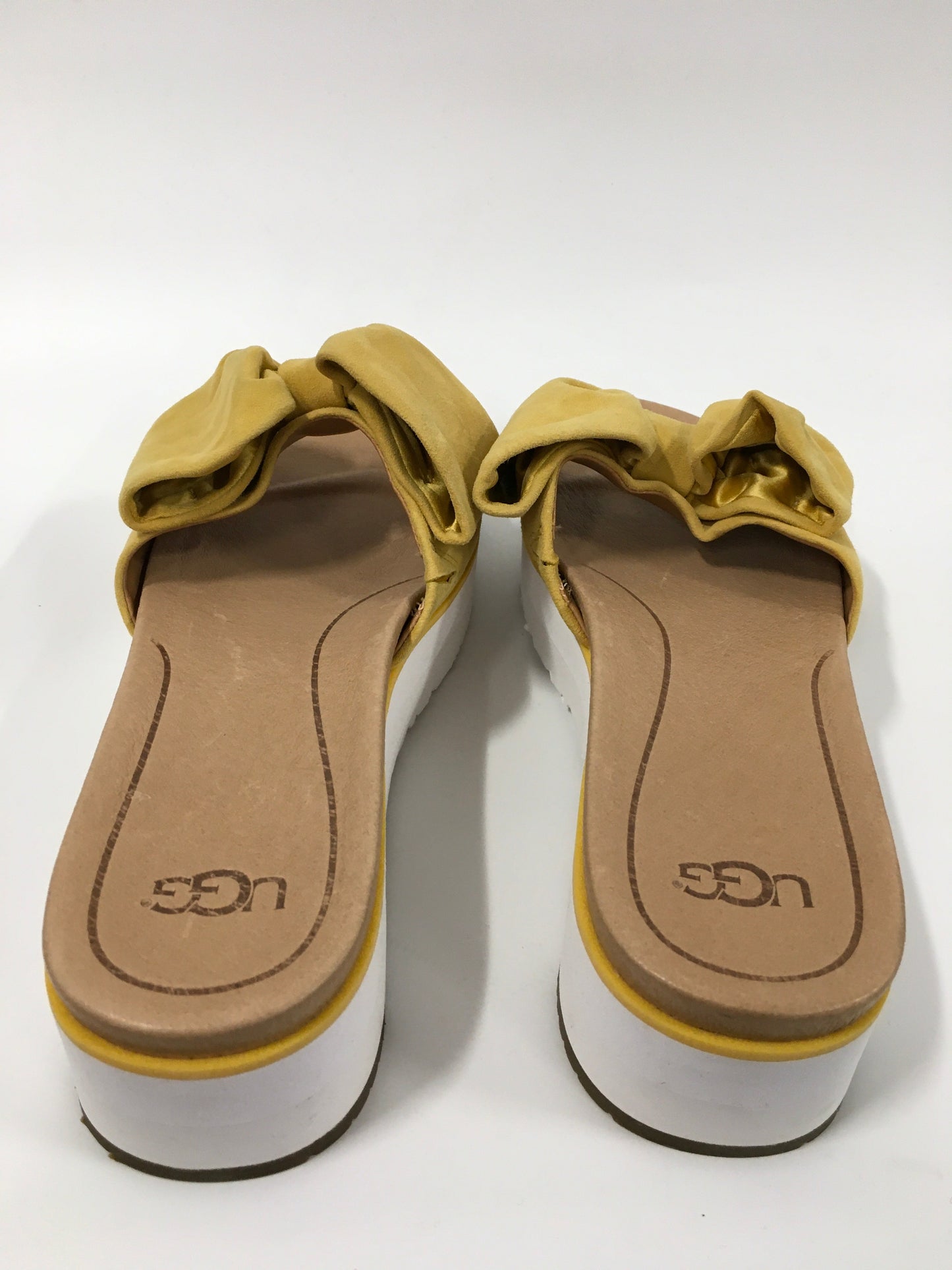 Yellow Sandals Heels Platform Ugg, Size 9.5