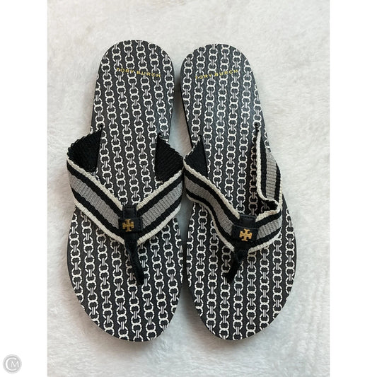 Sandals Designer By Tory Burch In Black & Cream, Size: 11