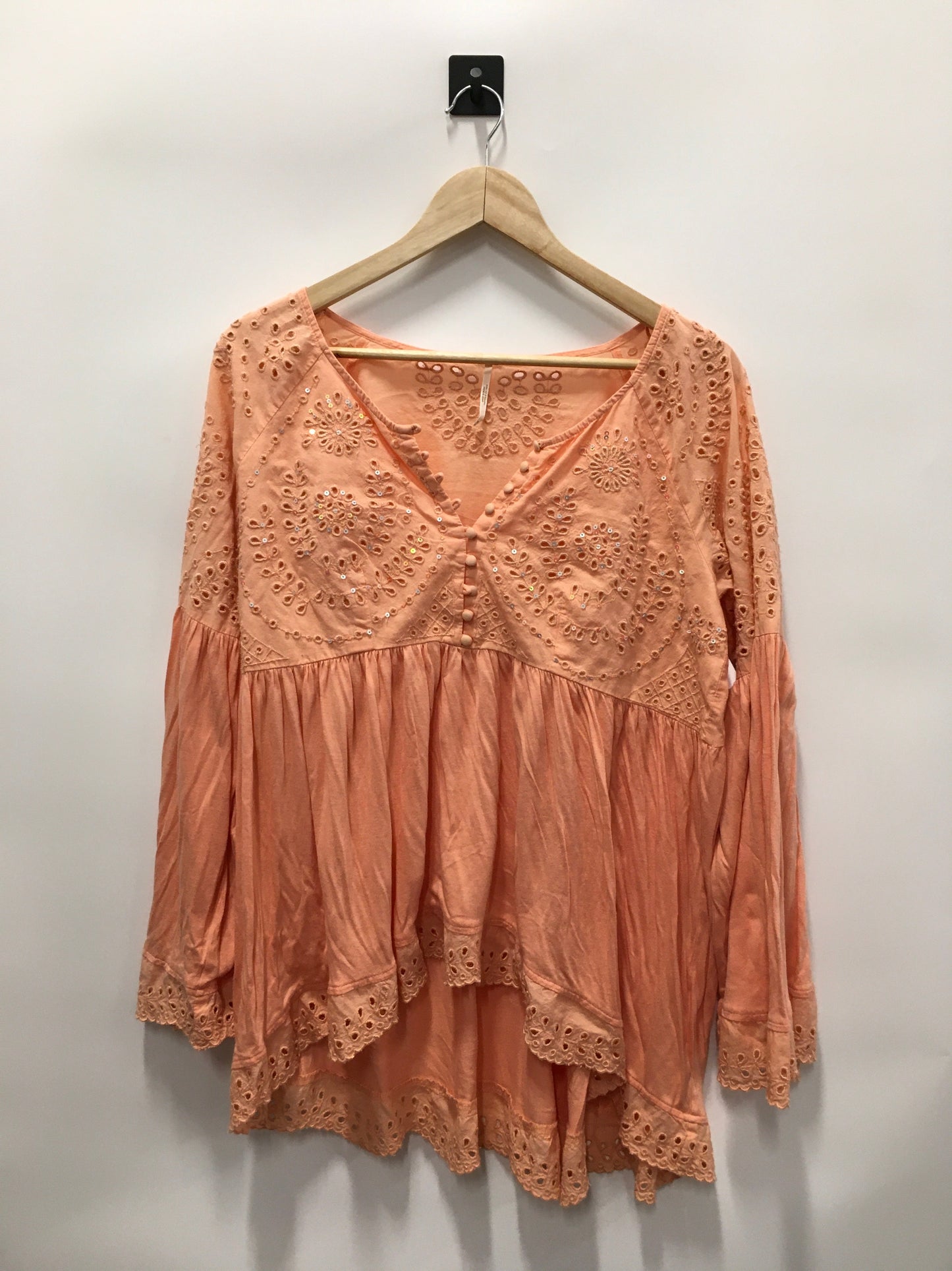 Orange Top Long Sleeve Free People, Size M