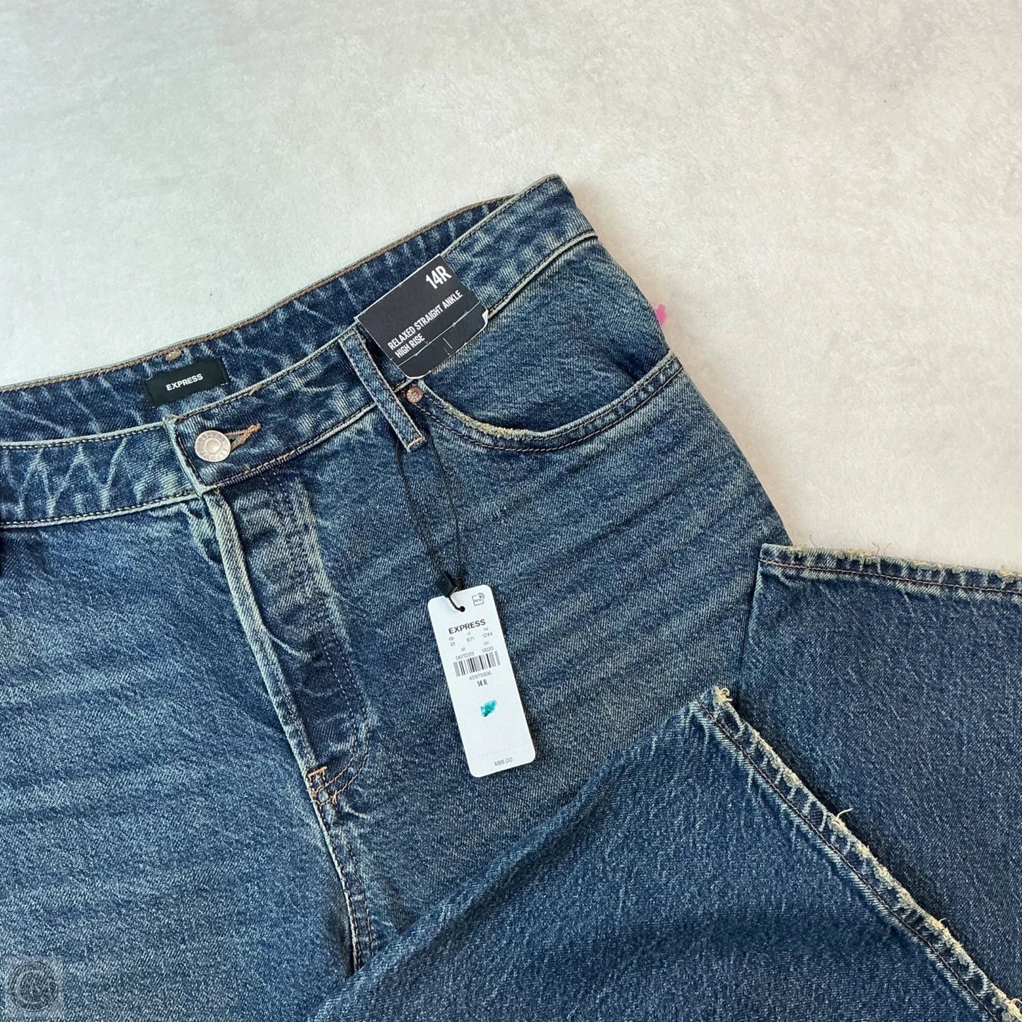 Jeans Straight By Express In Blue Denim, Size: 14