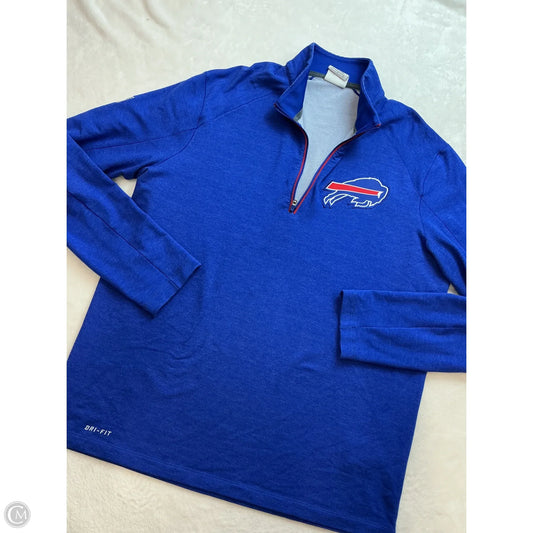 Athletic Top Long Sleeve Collar By Nike In Blue, Size: L