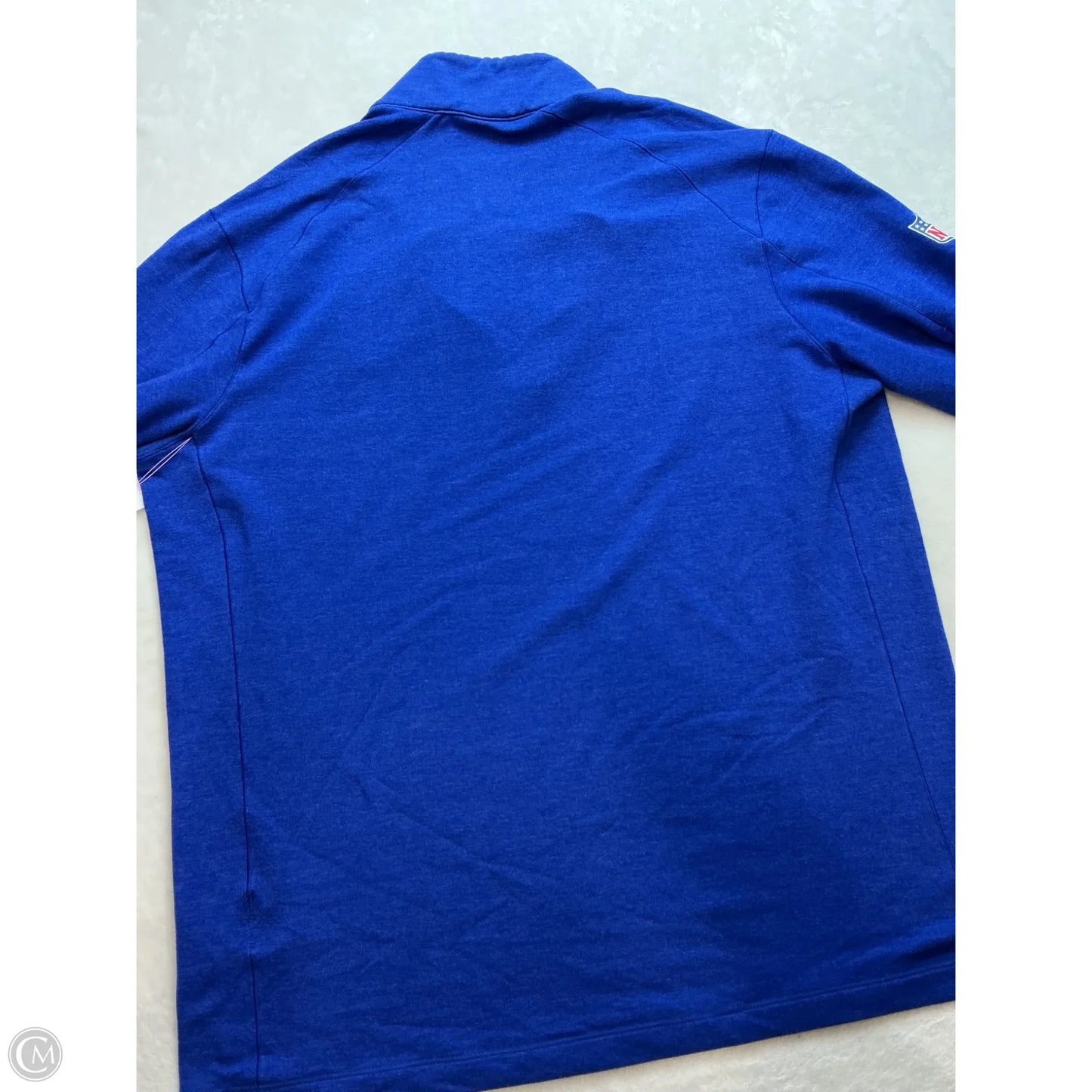 Athletic Top Long Sleeve Collar By Nike In Blue, Size: L