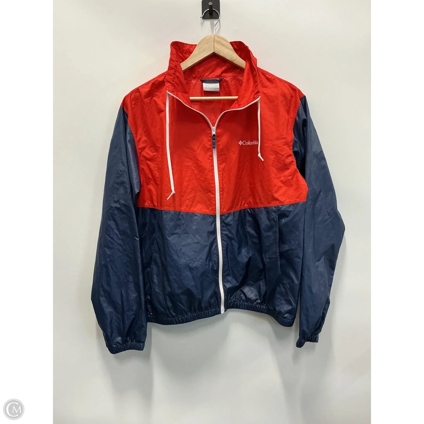 Jacket Windbreaker By Columbia In Blue & Red, Size: M
