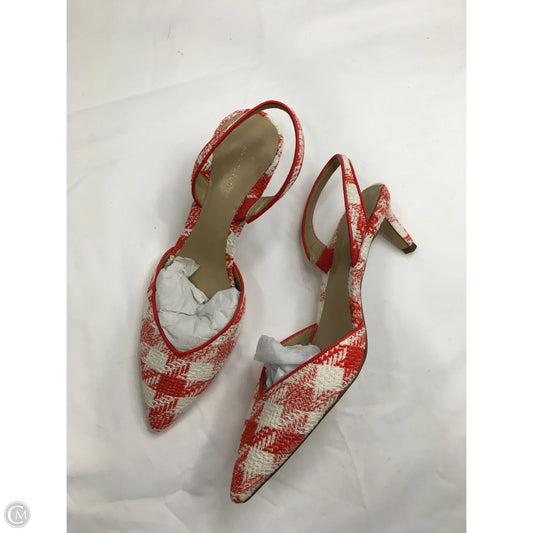 Shoes Heels Kitten By Ann Taylor In Orange & White, Size: 7