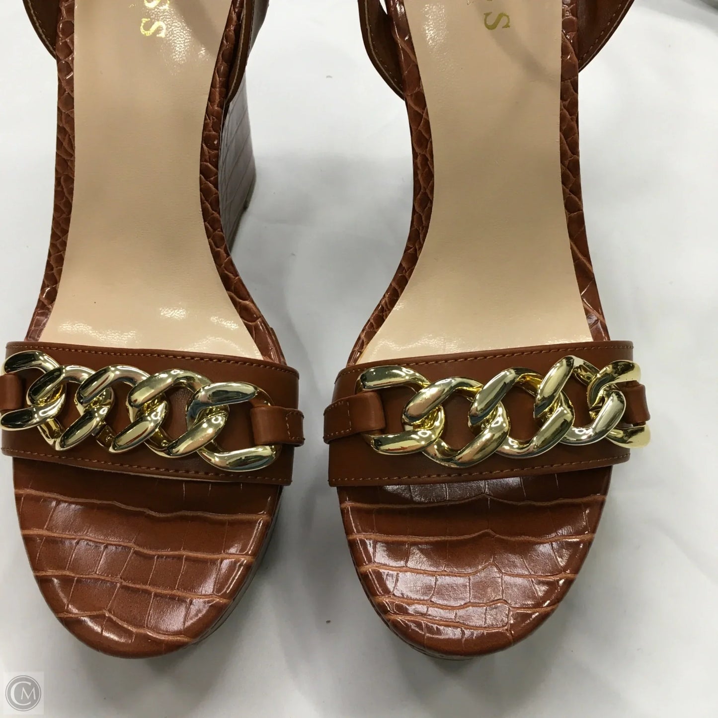 Shoes Heels Wedge By Guess In Tan, Size: 9
