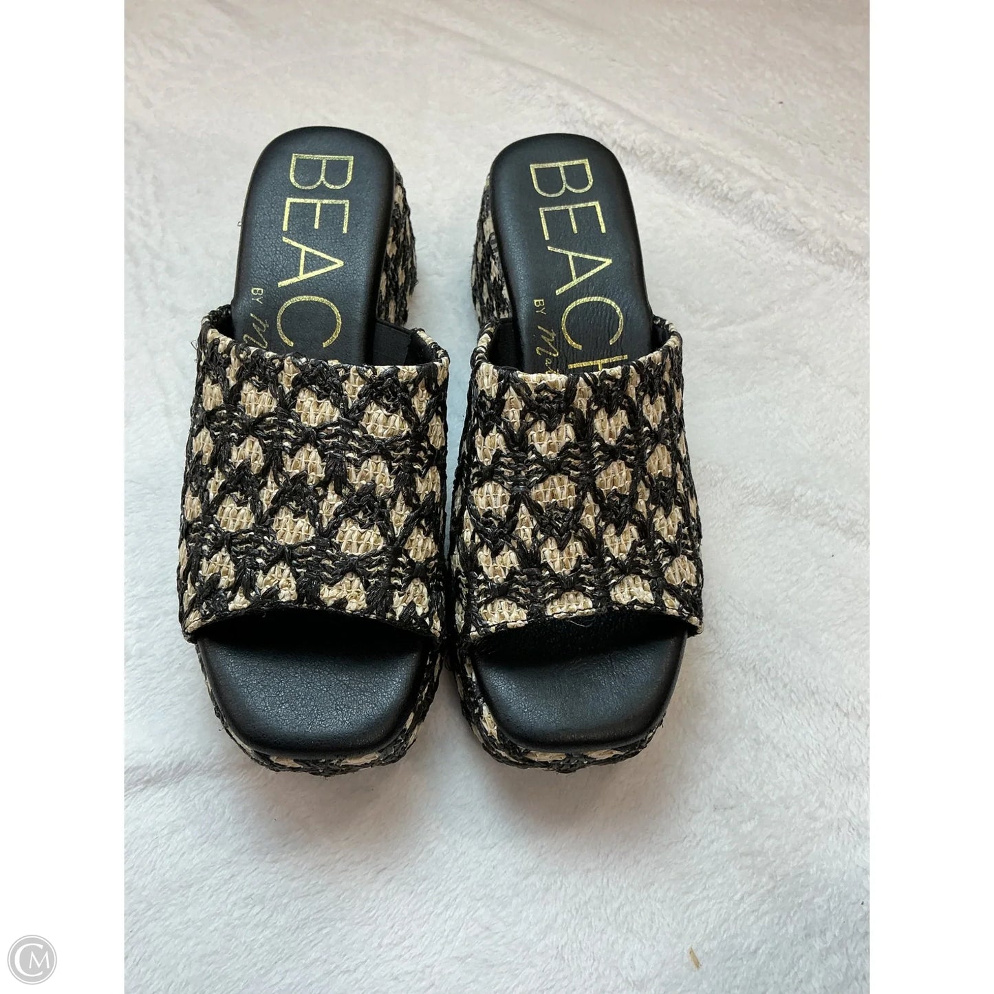 Sandals Heels Platform By Clothes Mentor In Black & Tan, Size: 8