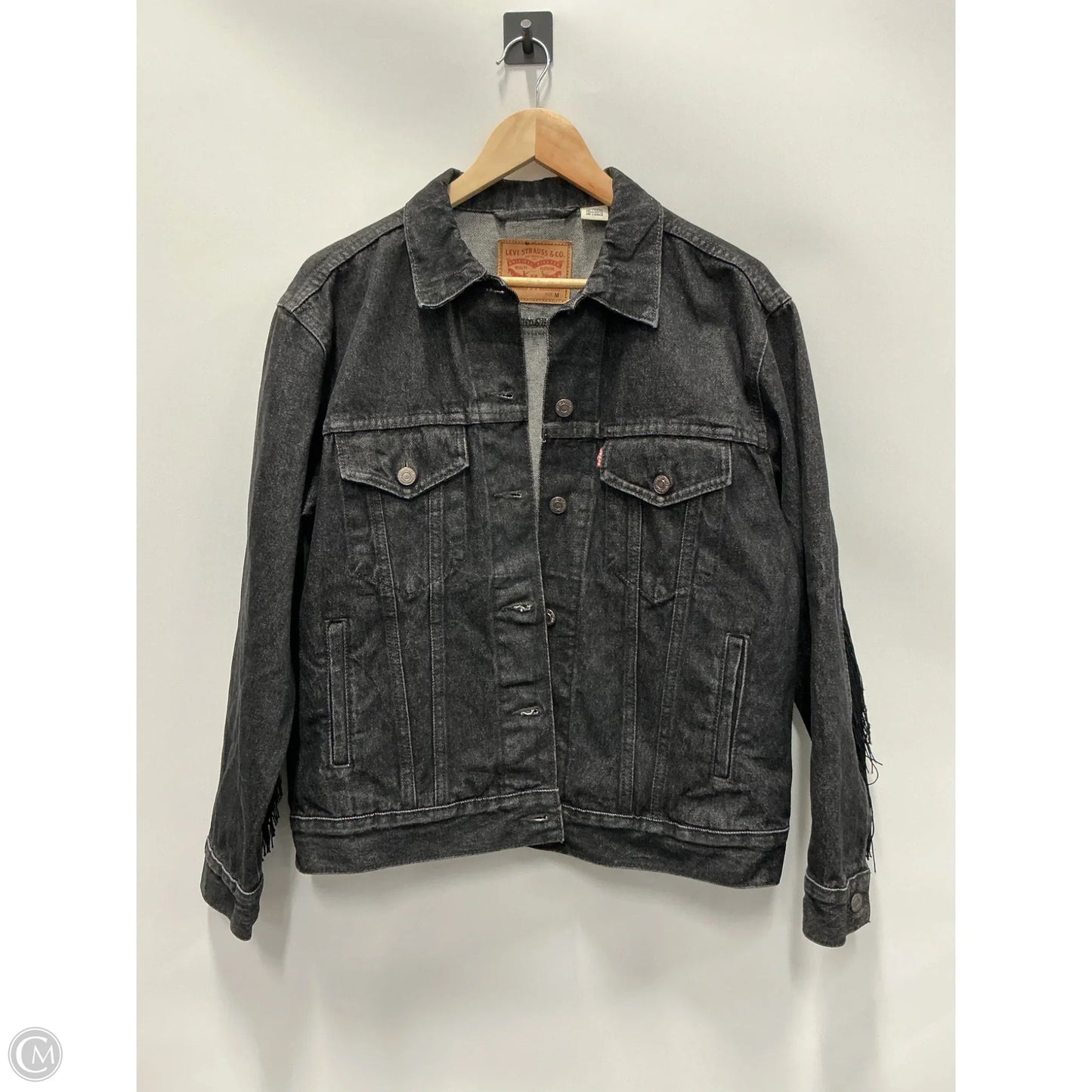 Jacket Denim By Levis In Black Denim, Size: M