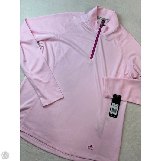 Athletic Top Long Sleeve Collar By Adidas In Pink, Size: L
