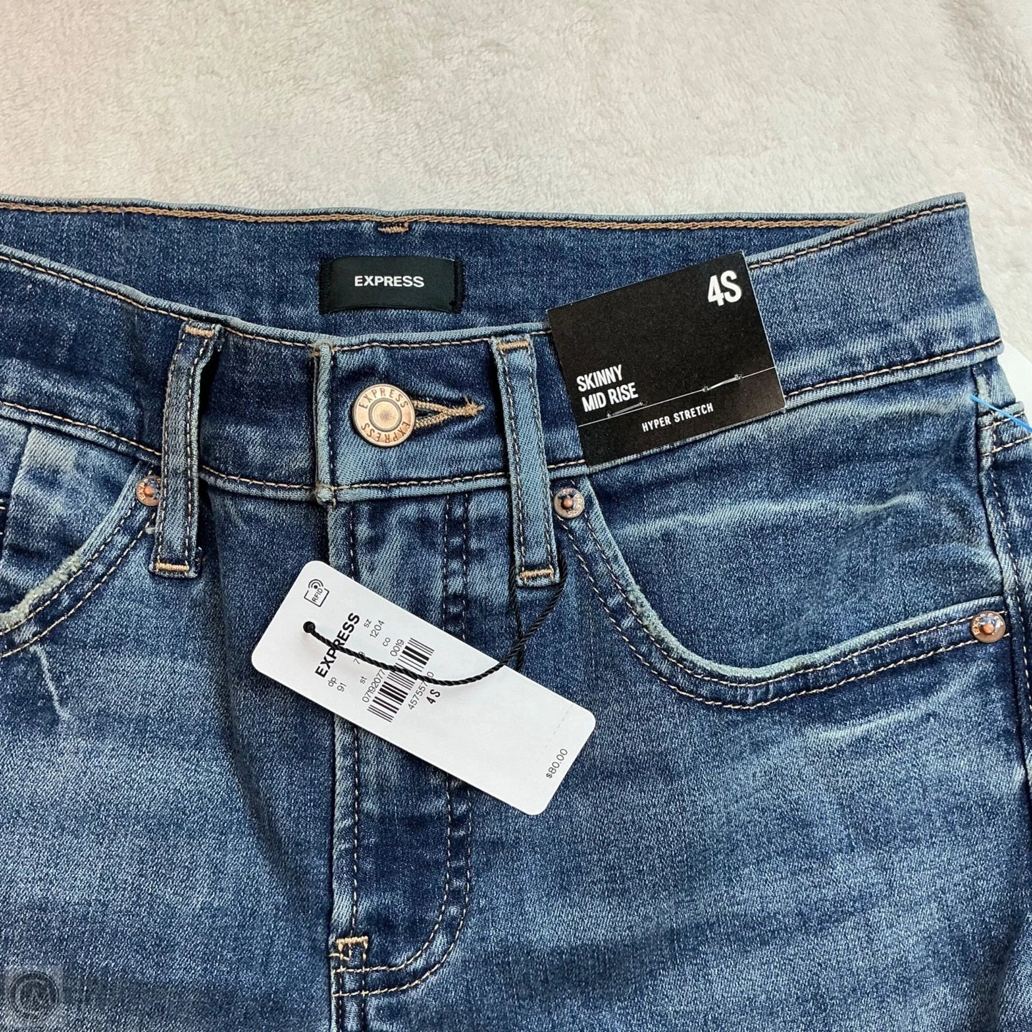 Jeans Skinny By Express In Blue Denim, Size: 4