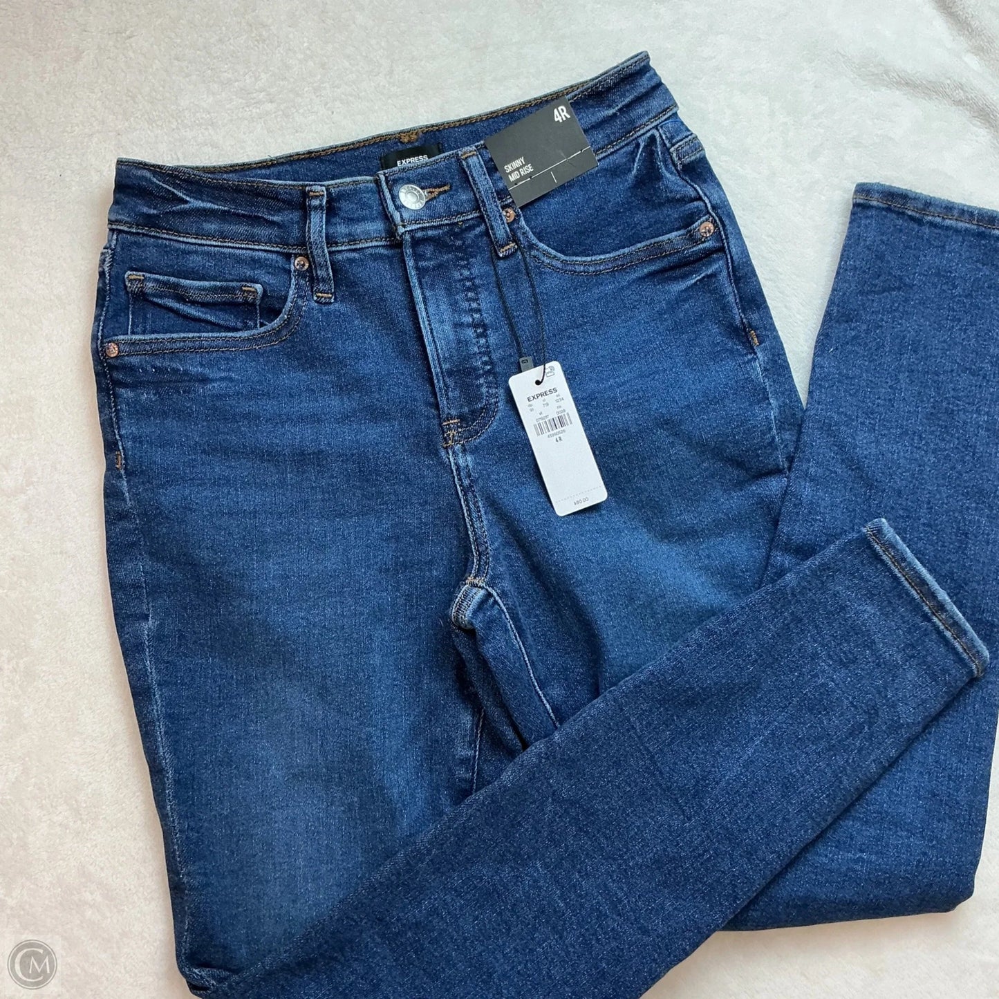 Jeans Skinny By Express In Blue Denim, Size: 4