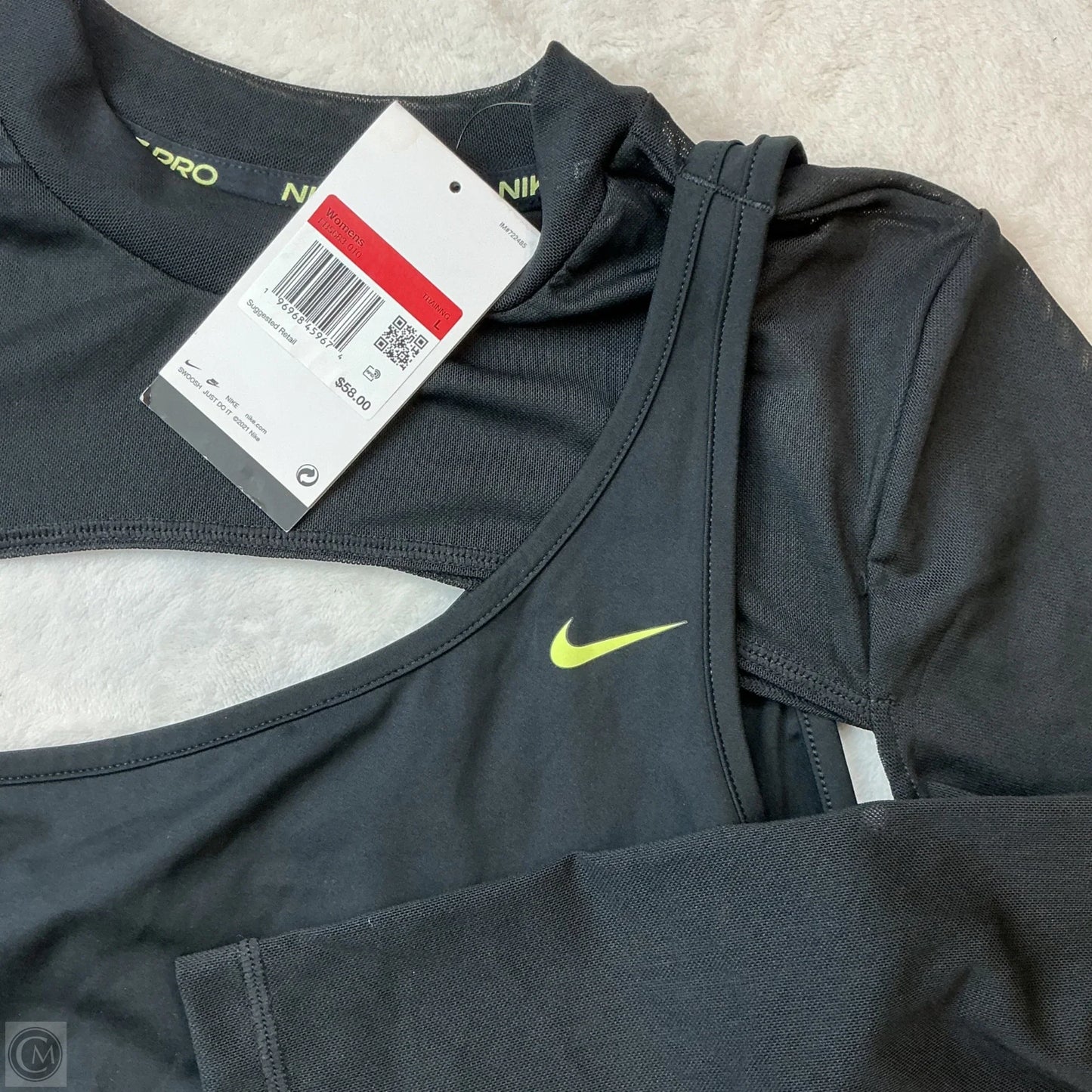 Athletic Top Long Sleeve Crewneck By Nike In Black, Size: L