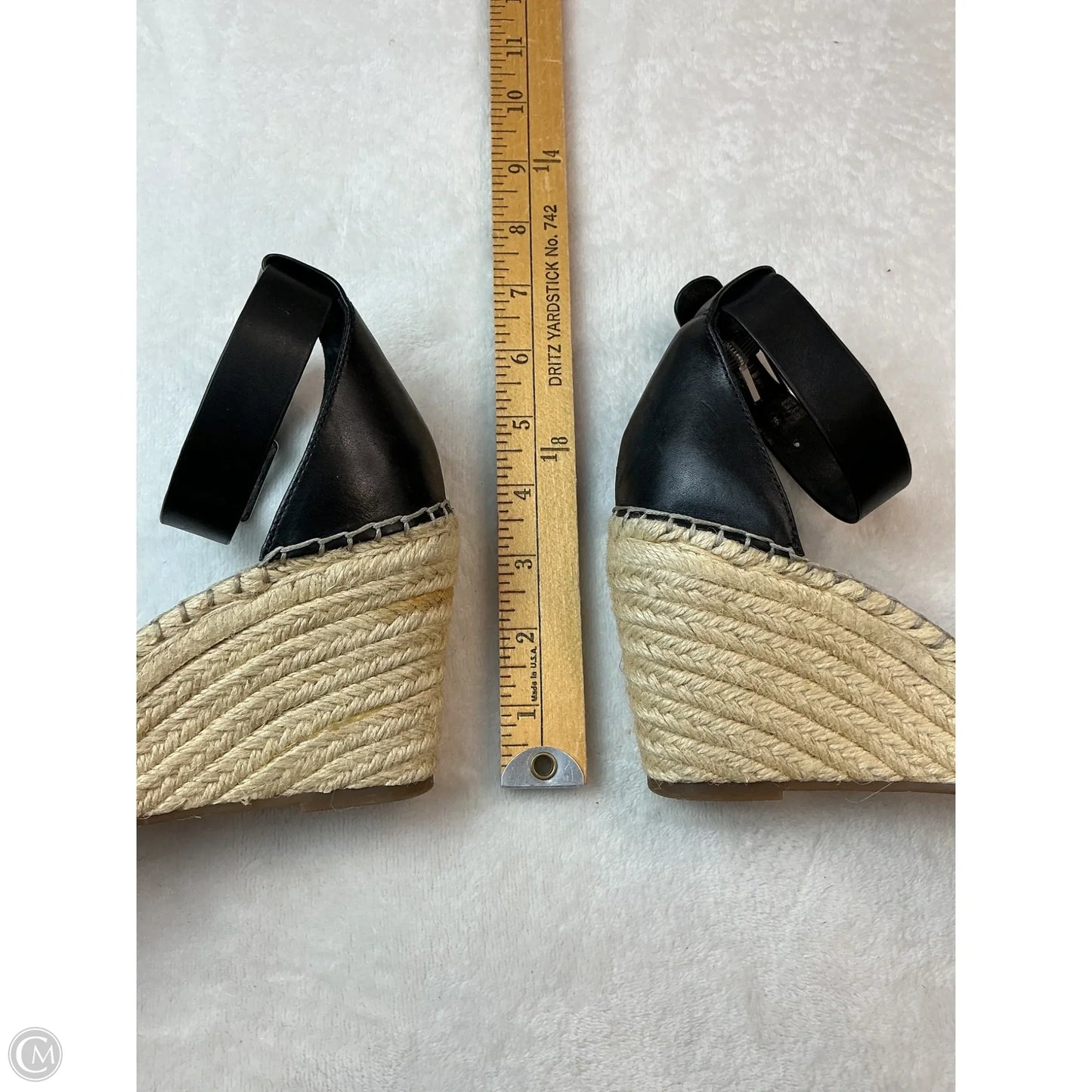 Sandals Heels Wedge By Vince Camuto In Black & Tan, Size: 8.5