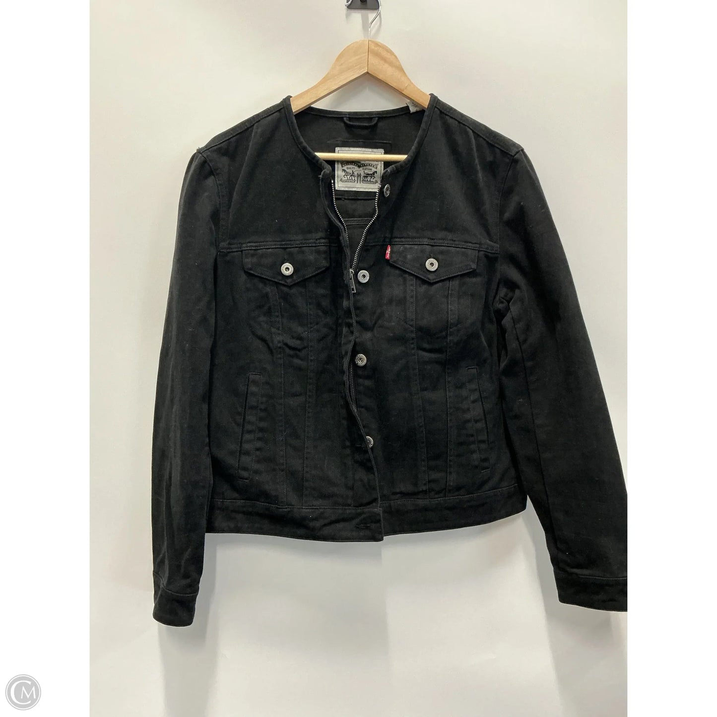 Jacket Denim By Levis In Black Denim, Size: L