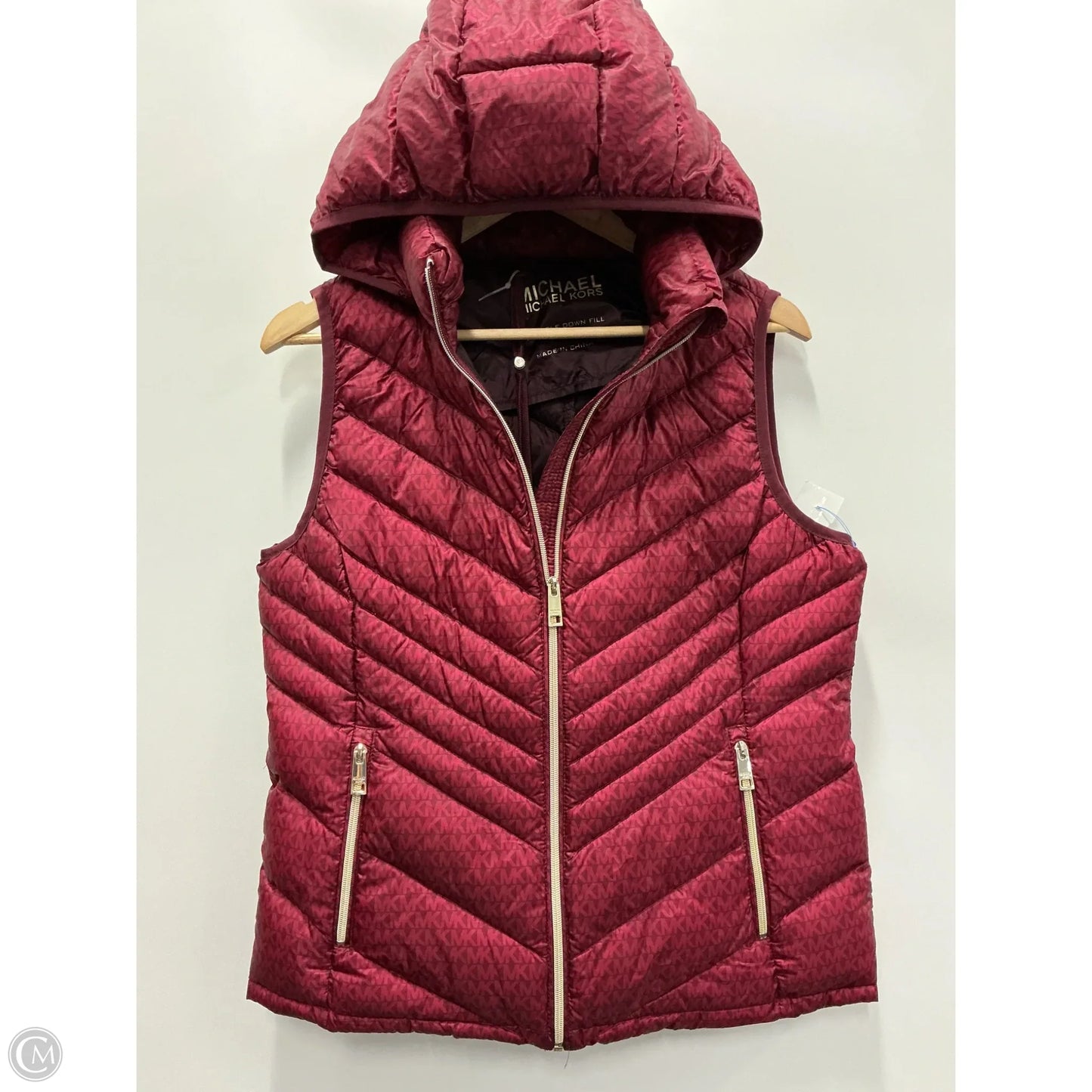 Vest Puffer & Quilted By Michael By Michael Kors In Maroon, Size: M