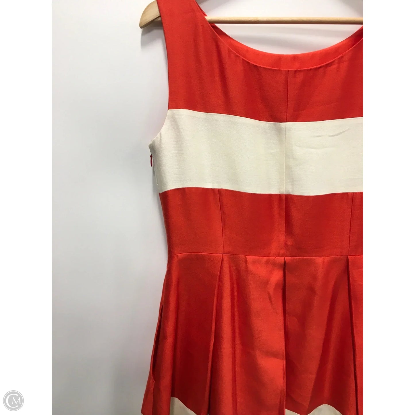 Dress Designer By Kate Spade In Orange & White, Size: 10