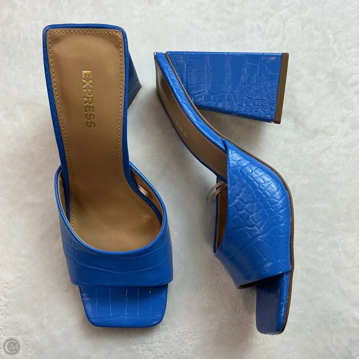 Sandals Heels Block By Express In Blue, Size: 6