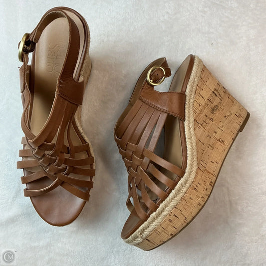 Sandals Heels Wedge By Franco Sarto In Tan, Size: 8.5