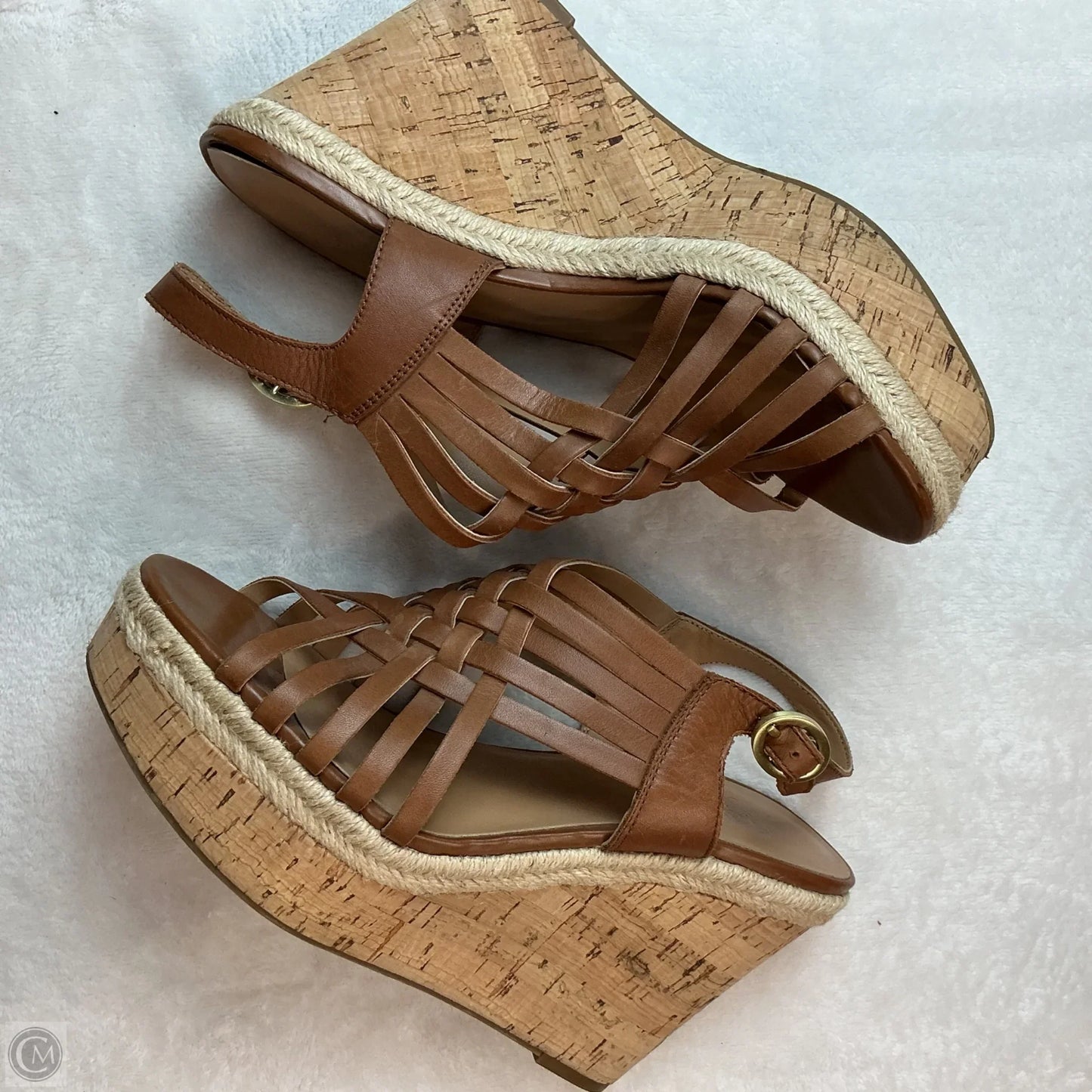 Sandals Heels Wedge By Franco Sarto In Tan, Size: 8.5