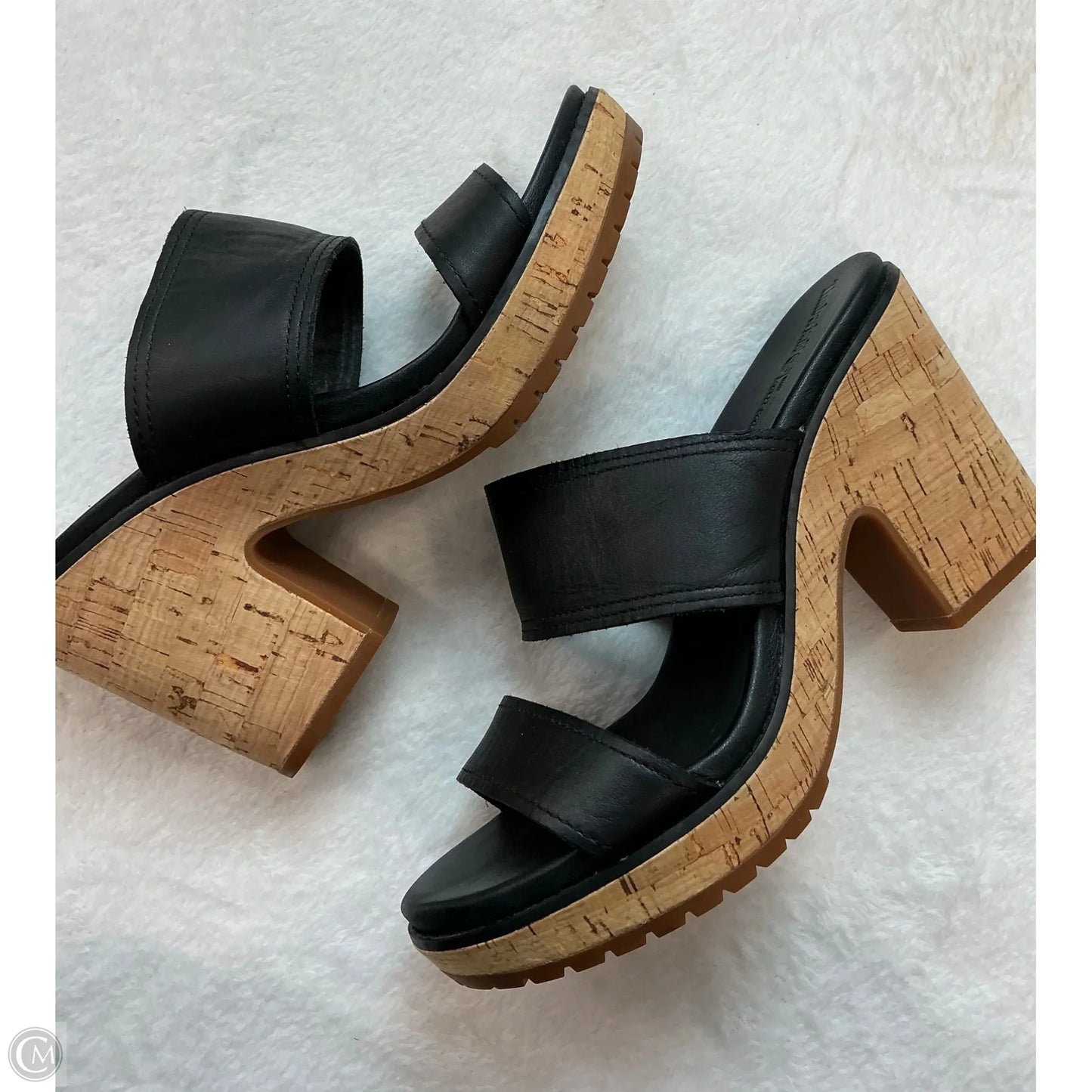 Sandals Heels Block By Timberland In Black & Tan, Size: 8