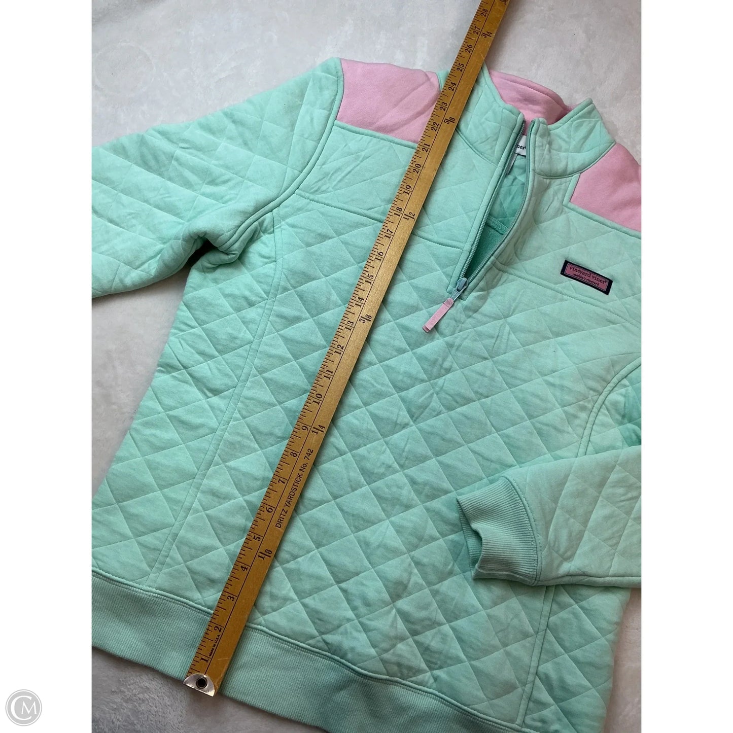 Sweatshirt Collar By Vineyard Vines In Green & Pink, Size: S