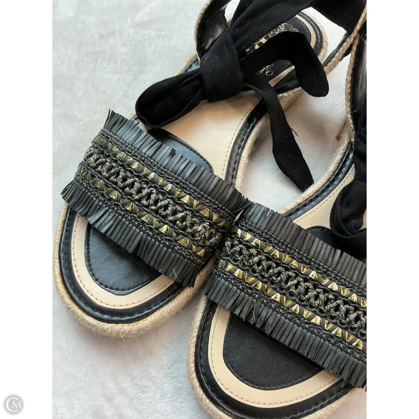 Sandals Flats By Vince Camuto In Black & Cream, Size: 7