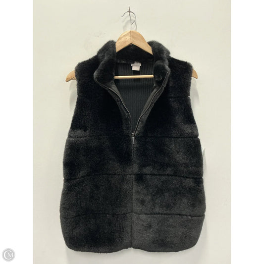 Vest Faux Fur & Sherpa By Chicos In Black, Size: L