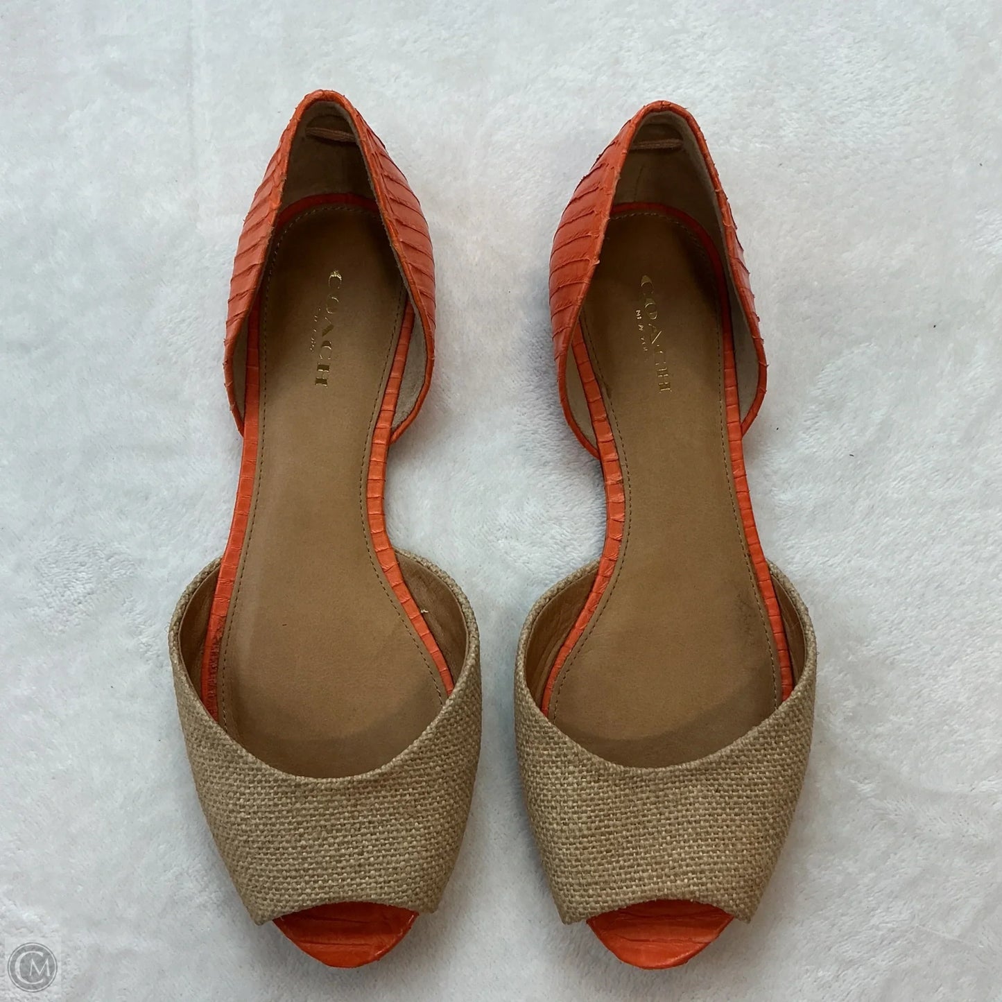 Sandals Designer By Coach In Cream & Orange, Size: 7
