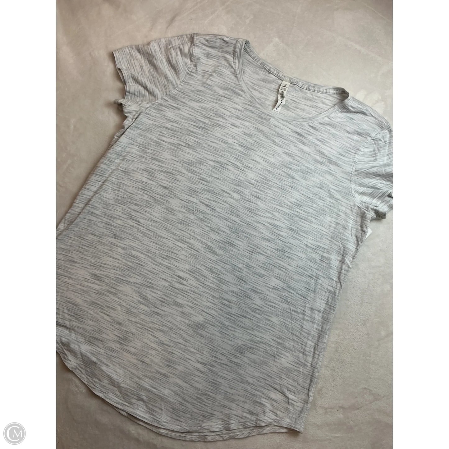 Athletic Top Short Sleeve By Lululemon In Grey, Size: L