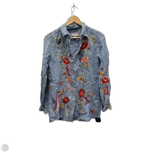 Top Long Sleeve Designer By Johnny Was In Blue, Size: Xs