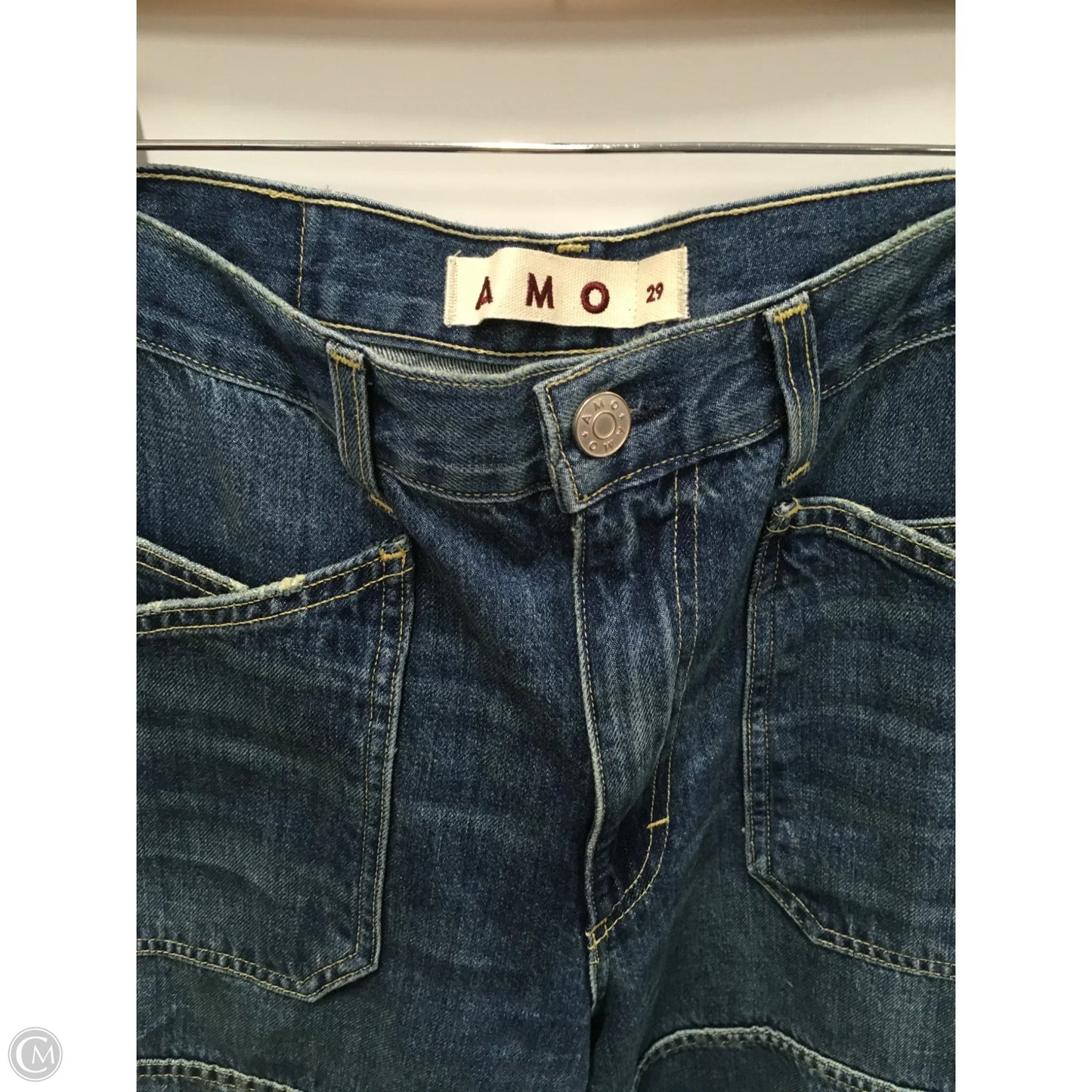 Designer Jeans Wide Leg By Amo In Blue Denim, Size: 6