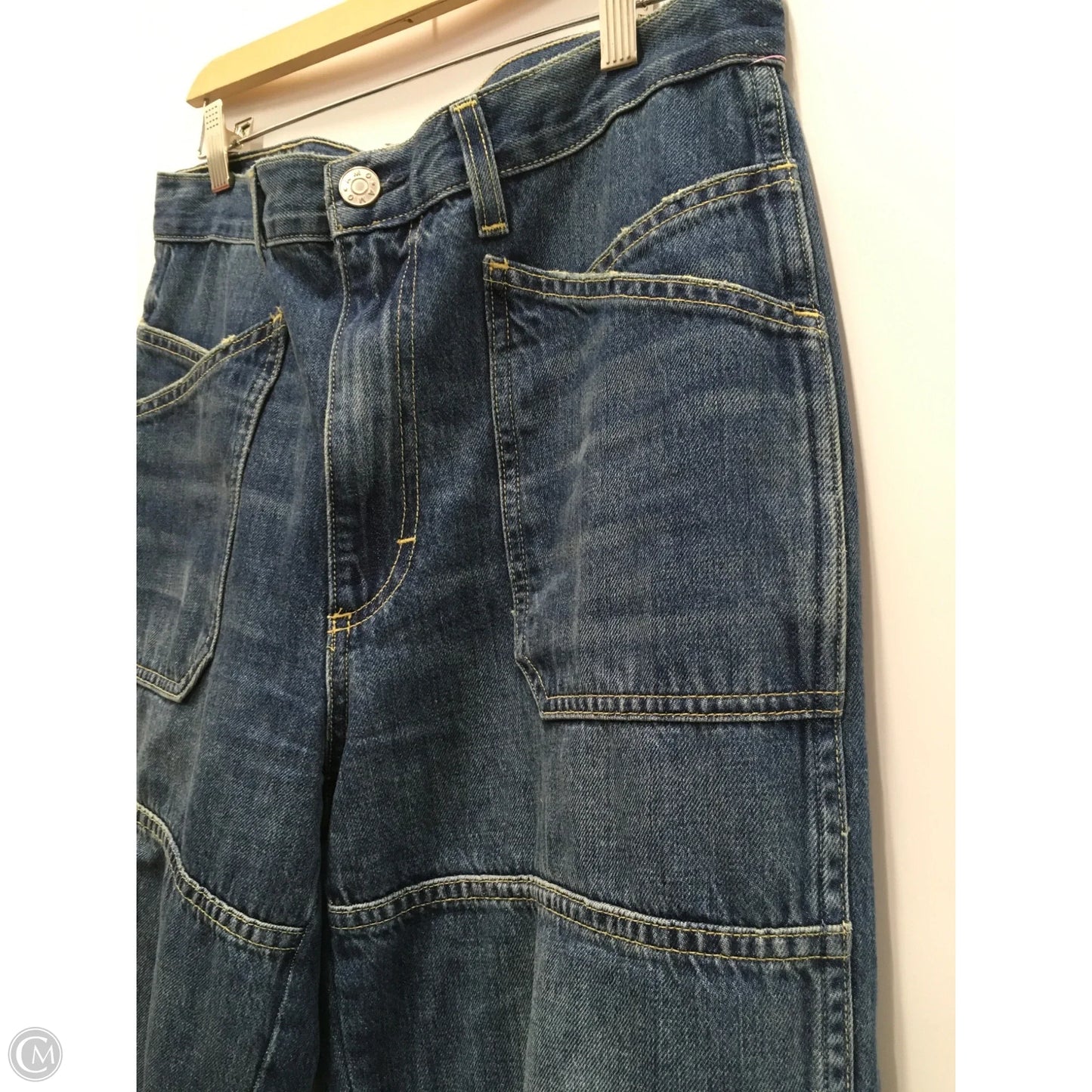 Designer Jeans Wide Leg By Amo In Blue Denim, Size: 6