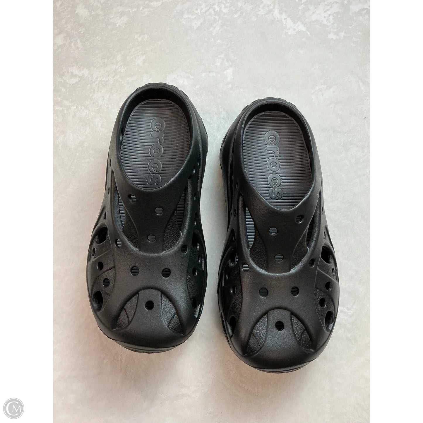 Sandals Heels Platform By Crocs In Black, Size: 8