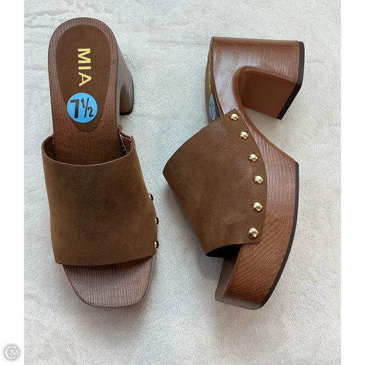 Sandals Heels Block By Mia In Brown, Size: 7.5